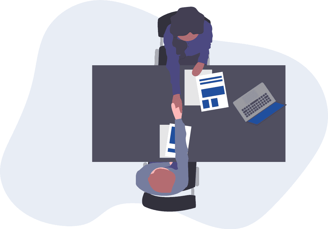 Two people shaking hands.